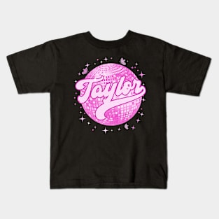 Girl Retro TAYLOR First Name Personalized Disco 70's Kids T-Shirt